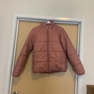 soft pink puffer jacket